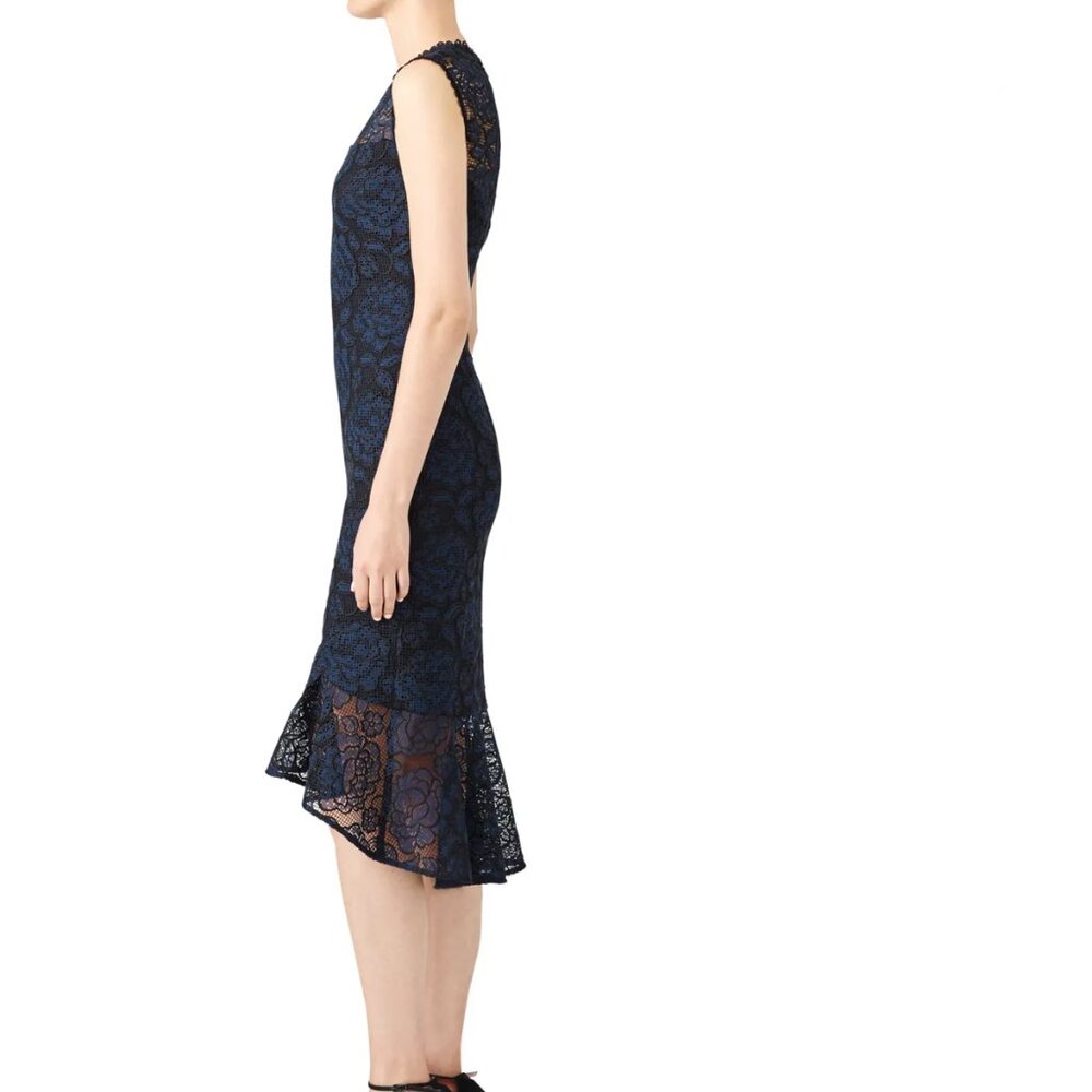 Shoshanna Blue & Black Lace Sheath Dress - Size 4 - Picture 5 of 13